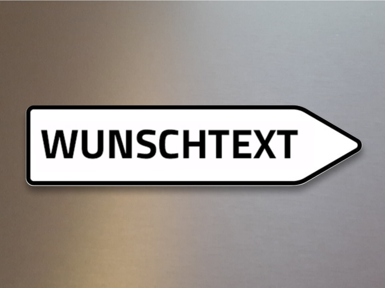 Verkehrsschild-Pfeilwegweiser-Wunschtext-schwarzer-Rand-einseitig
