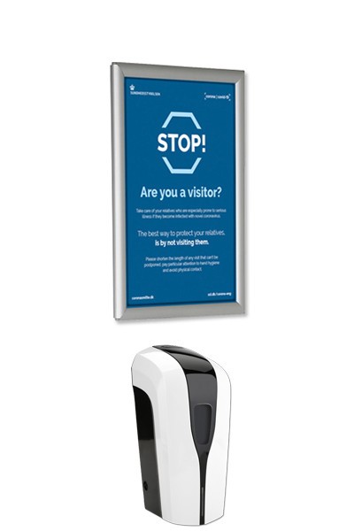 Hygiene Sensor 1000 ml für Hygienemittel und Plakatrahmen für Wand Hygiene Sensor 1000 ml für Hygienemittel und Plakatrahmen für Wand