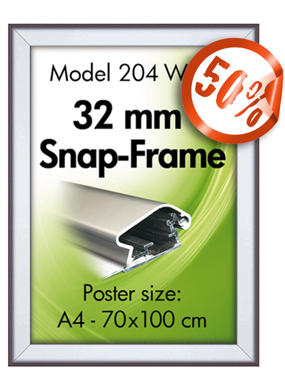 Klapprahmen 32 mm Alu Snap 50% RABATT Frame Silber eloxiert 204 Klapprahmen 32 mm Alu Snap 50% RABATT Frame Silber eloxiert 204