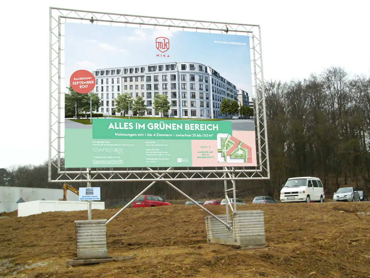 692-Bauschild-Alugestell-Doppeltraverse-Plane
