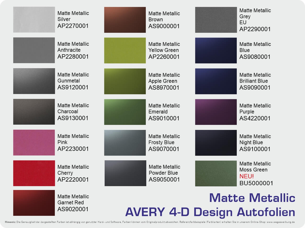 Avery Autofolie Metallic Matt Avery-Autofolien-Supreme-Wrap-Metallic-matte-matt