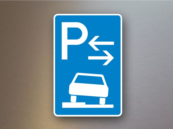 Parkplatzschilder Parken auf Gehwegen halb in Fahrtrichtung links Mitte 315-53