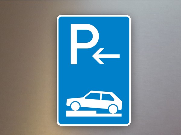 Parkplatzschilder Parken auf Gehwegen halb quer zur Fahrtrichtung links Ende 315-72