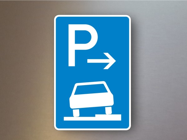 Parkplatzschilder Parken auf Gehwegen halb in Fahrtrichtung rechts Ende 315-57