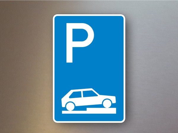 Parkplatzschilder Parken auf Gehwegen halb quer zur Fahrtrichtung rechts 315-75