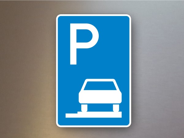 Parkplatzschilder Parken auf Gehwegen ganz in Fahrtrichtung rechts 315-65