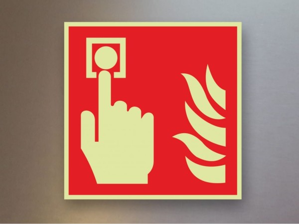 Brandschutzzeichen Brandmelder nachleuchtend F005 Alu