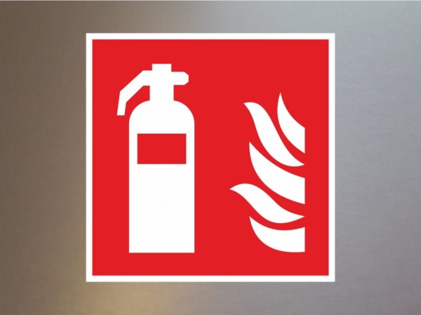 Brandschutzzeichen Feuerlöscher weiß F001 Alu