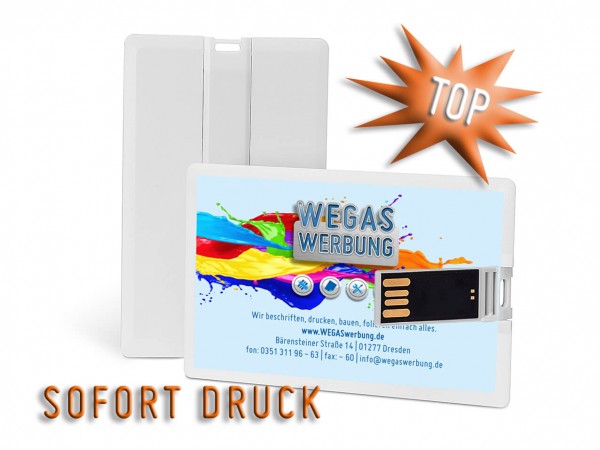 USB-Stick im Kartenformat (Kunststoff), Sofortdruck 4-farbig