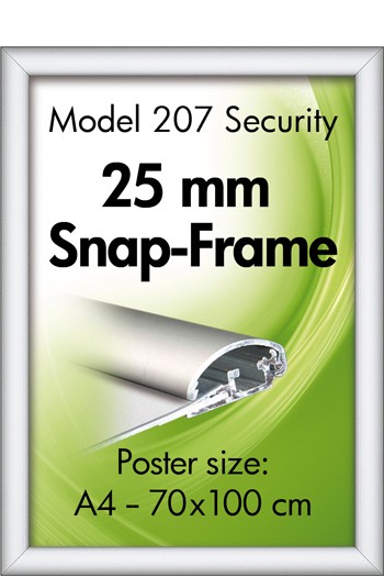 Klapprahmen 25 mm Alu SICHERHEIT Snap Frame Silber eloxiert 207