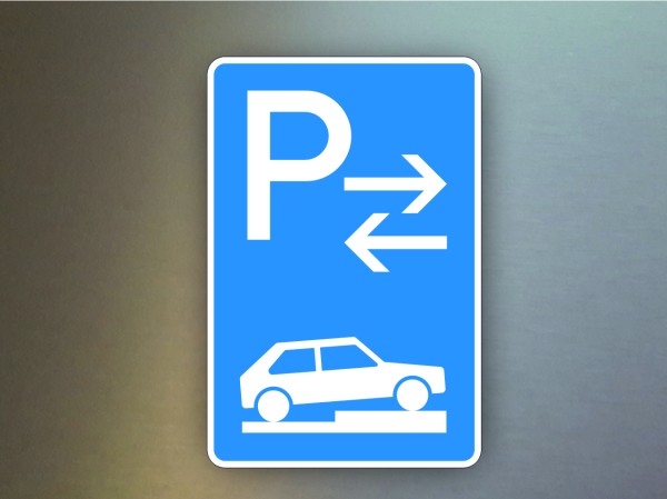 Parkplatzschilder Parken auf Gehwegen halb quer zur Fahrtrichtung rechts Mitte 315-78