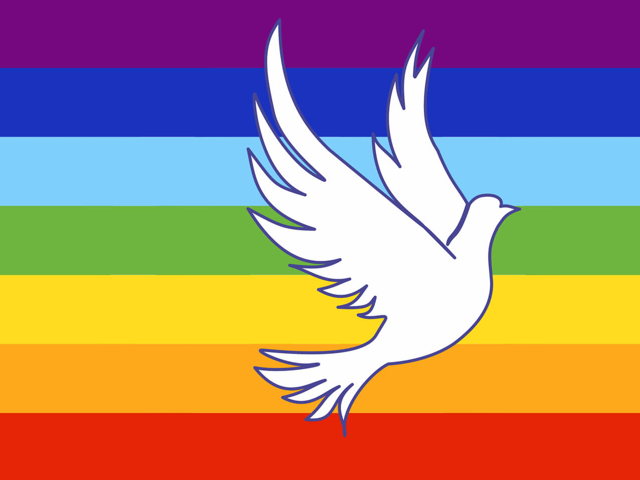 Flagge Regenbogenfahne Peace-Flagge mit Friedenstaube, Shop für alle Werbe  Produkte von A - Z
