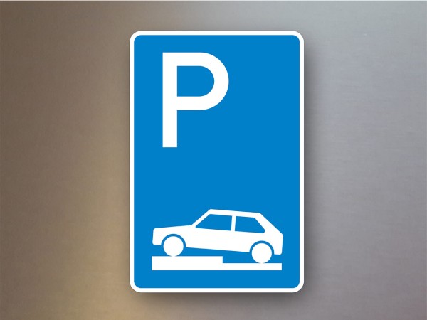 Parkplatzschilder Parken auf Gehwegen halb quer zur Fahrtrichtung links 315-70