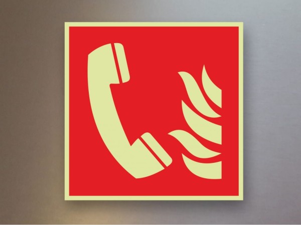 Brandschutzzeichen Brandmeldetelefon nachleuchtend F006 Alu