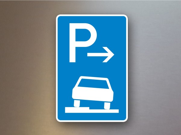 Parkplatzschilder Parken auf Gehwegen halb in Fahrtrichtung links Anfang-315-51